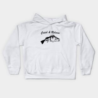 Catch and Release Series, Perch, Black color Kids Hoodie